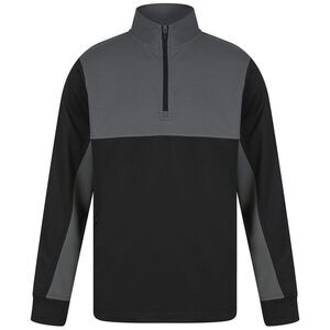 Finden & Hales Mens Quarter Zip Track Top / Black/Gunmetal Gray